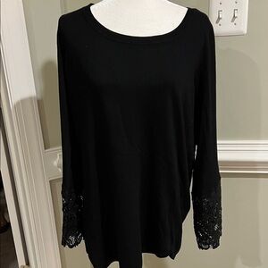 Neiman Marcus EUC Black Sweater with Lace Cuffs